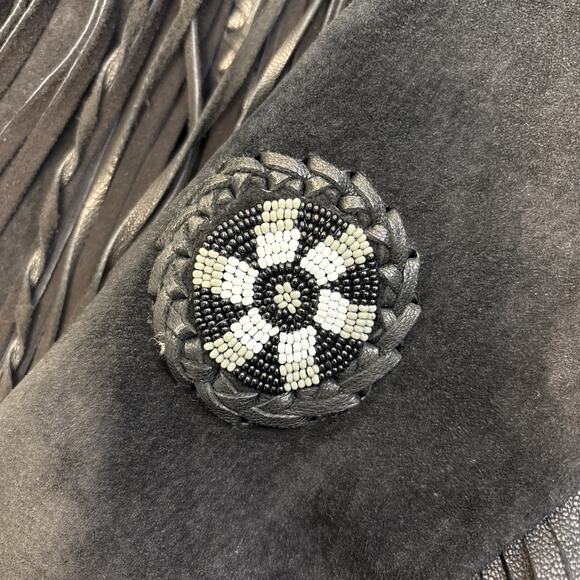 Echo Mountain Vintage Western Suede Fringe & Beaded Jacket Made in Mexico M40 - Picture 11 of 16